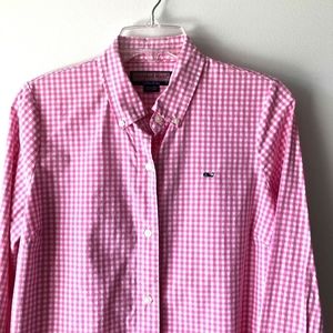 Vineyard Vines Pink & White Gingham Button Up